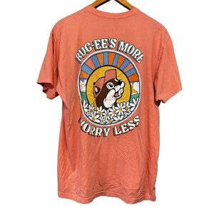 Buc-ee’s More Worry Less Coral Beaver Short Sleeve Tshirt XL Gas Station